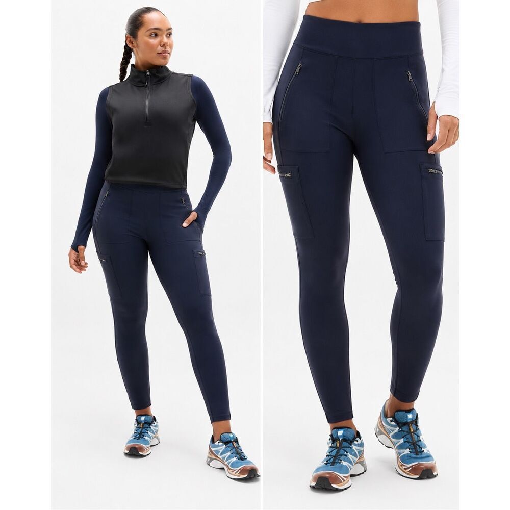 Athleta Headlands Hybrid Cargo Leggings Navy High Rise Size 6 Hiking Trail